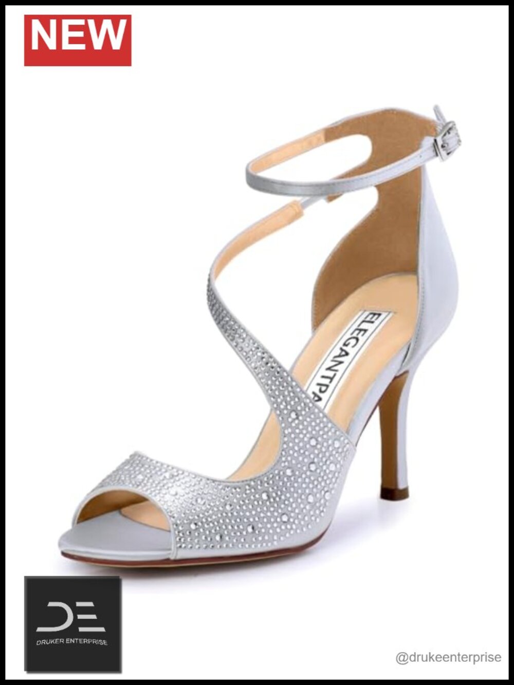 Peep Toe Strappy Satin High Heels Rhinestone Wedding Sandals